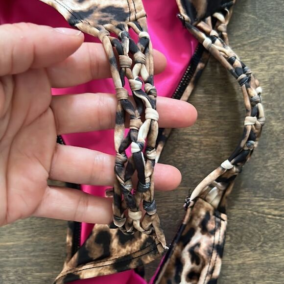 Guess bikini bottom cheetah low rise braided strappy sides - Picture 5 of 10